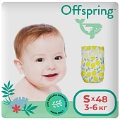 Offspring (Оффспринг) подгузники детские размер S, 3-6 кг 48 шт лимоны, Fujian Blue Great Sanitary Articles Co., Ltd.