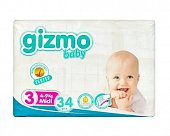Gizmo (Гизмо) подгузники детские размер 3 (4-9кг) 34 шт, 